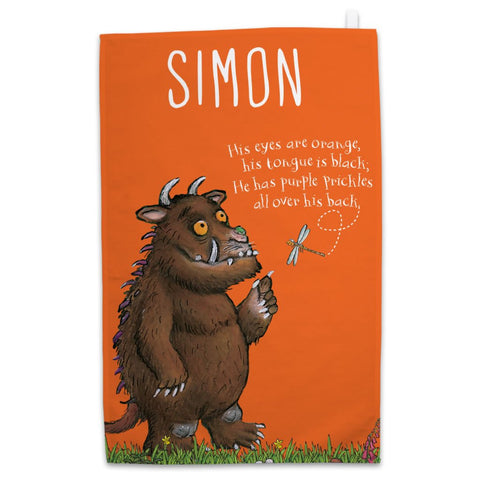 Personalised Orange Gruffalo Personalised Tea Towel