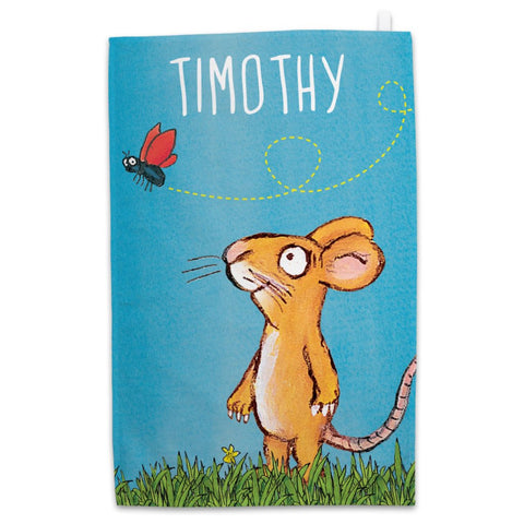 Personalised Blue Mouse Personalised Tea Towel