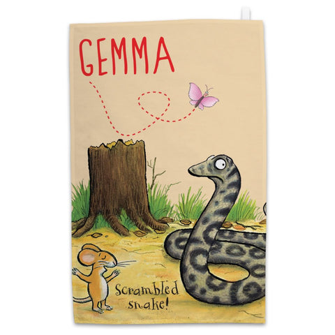 Personalised Mouse and Snake Personalised Tea Towel