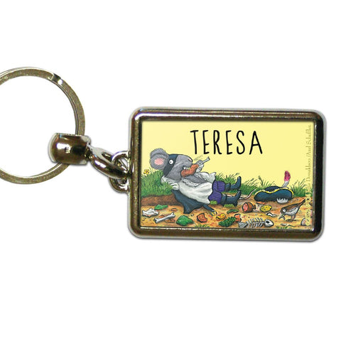 Yellow Highway Rat Personalised Metal Keyring