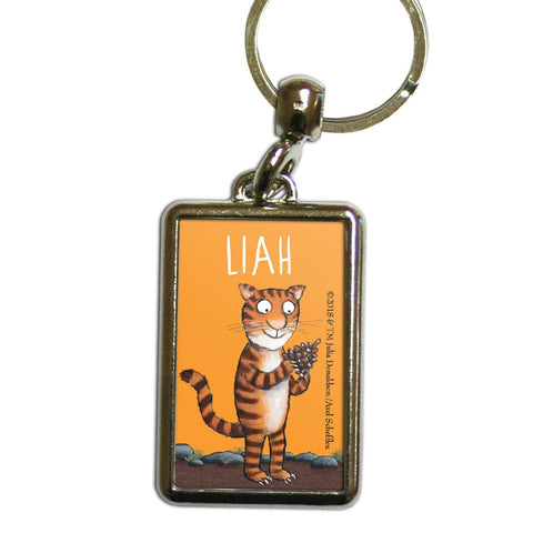 Cat Room on the Broom Personalised Metal Keyring