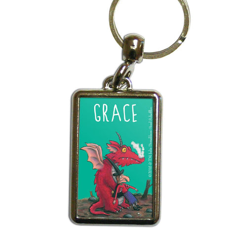 Dragon and Witch Room on the Broom Personalised Metal Keyring