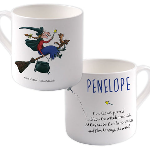 Cat and Witch Room on the Broom Personalised Large Bone China Mug