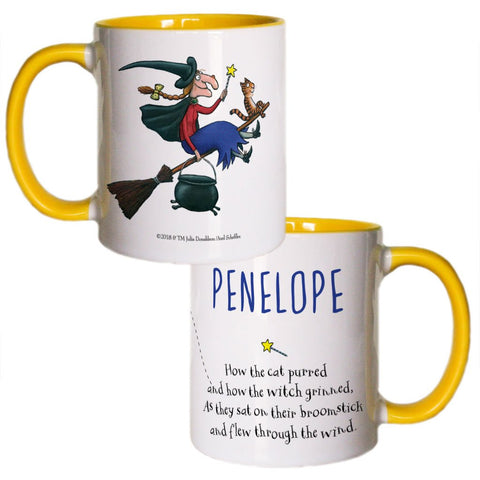 Witch and Cat Room on the Broom Personalised Coloured Insert Mug
