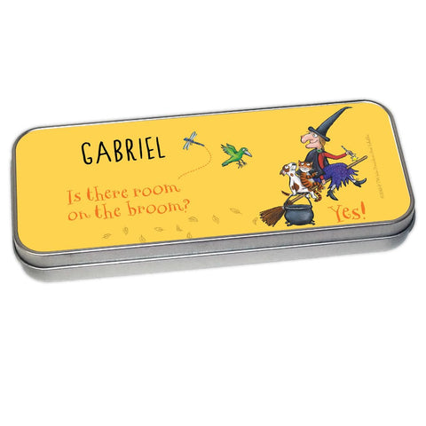 Yellow Room on the Broom Personalised Pencil Tin