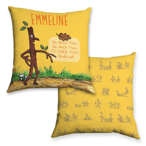 Yellow Stick Man Personalised Cushion