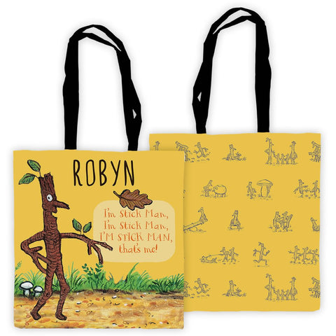 Yellow Stick Man Personalised Edge to Edge Tote Bag