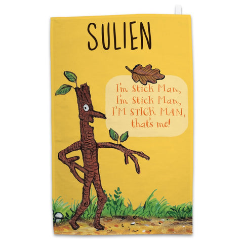 Personalised Yellow Stick Man Personalised Tea Towel