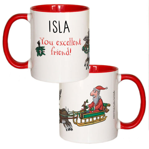 Festive Stick Man  Personalised Coloured Insert Mug