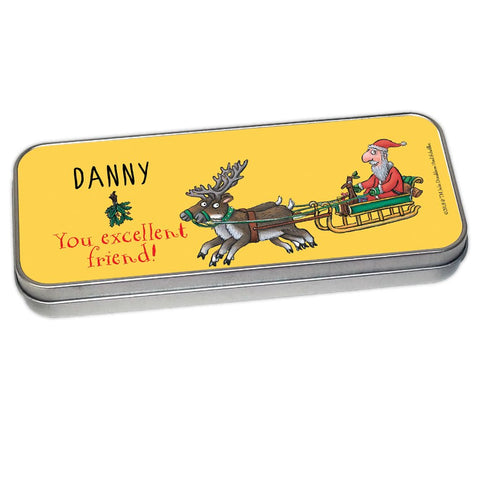 Festive Stick Man Personalised Pencil Tin