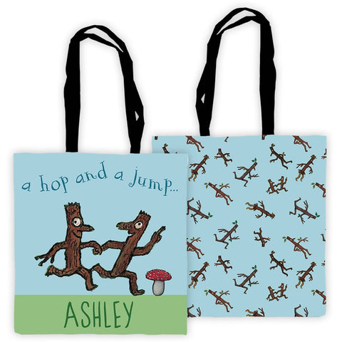 Blue Stick Man Personalised Edge to Edge Tote Bag