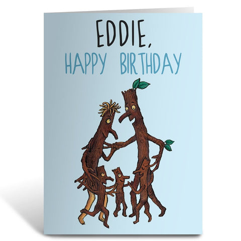 Blue Stick Man Greeting Card Personalised Greeting Card