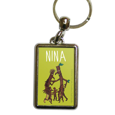 Green Stick Man Personalised Metal Keyring
