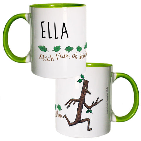 Green Stick Man Running  Personalised Coloured Insert Mug