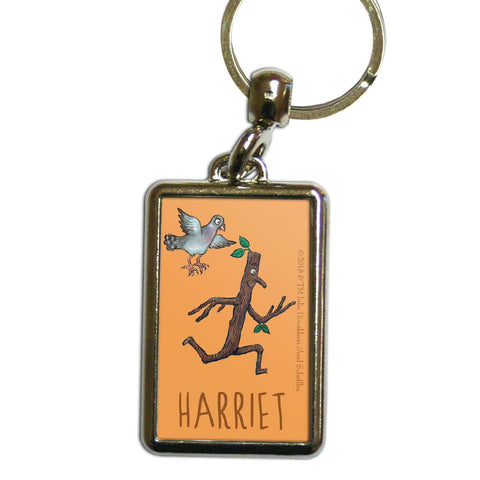 Orange Stick Man Personalised Metal Keyring