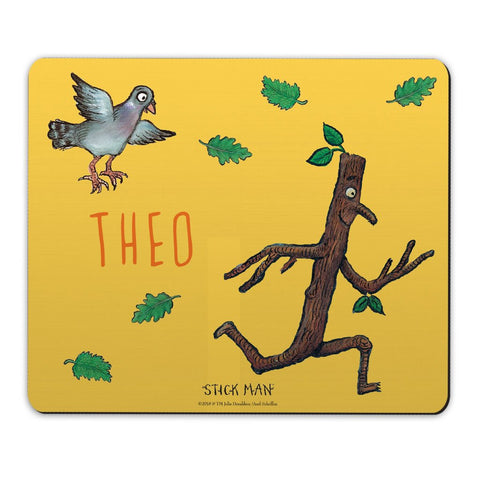 Yellow Stick Man Personalised Mousemat