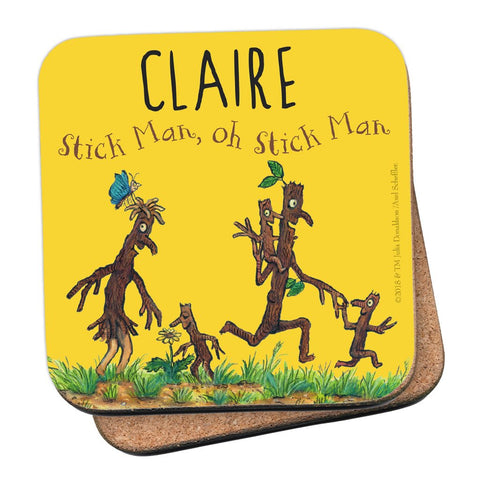 Yellow Stick Family Personalised Coaster