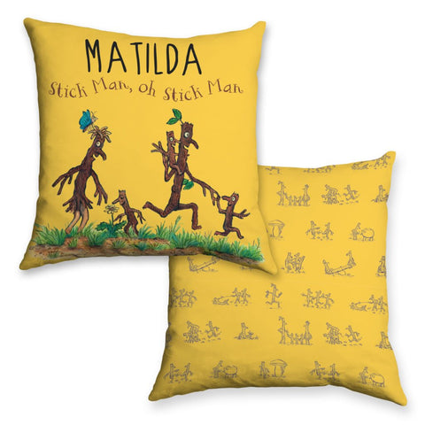 Yellow Stick Family Personalised Cushion