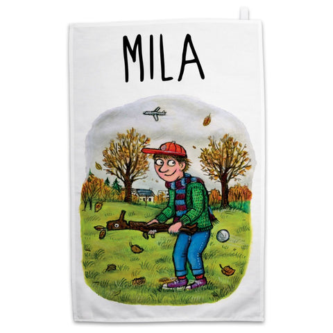 Personalised Stick Man Personalised Tea Towel