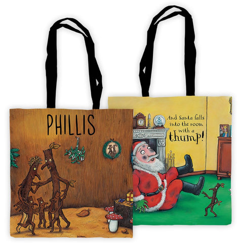 Festive Stick Man Personalised Edge to Edge Tote Bag