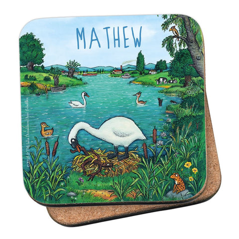 Stick Man at the Lake Personalised Coaster