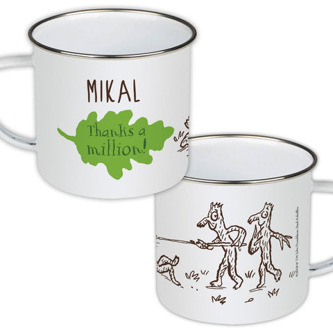 Green Stick Man Personalised Enamel Mug