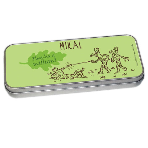 Green Stick Man Personalised Pencil Tin