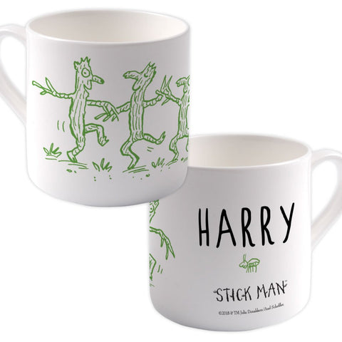 Green Stick Man  Personalised Large Bone China Mug