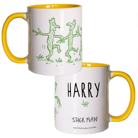 Yellow Stick Man  Personalised Coloured Insert Mug