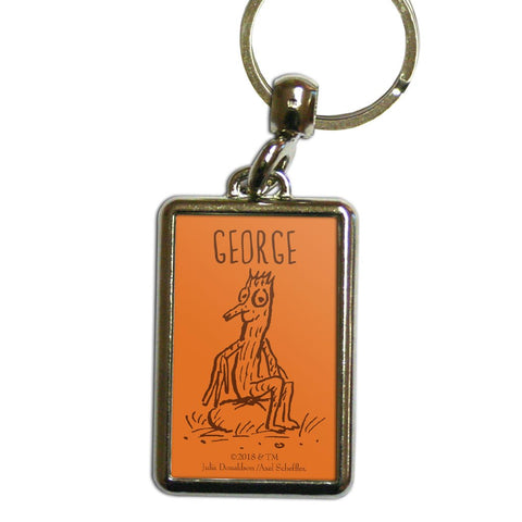 Orange Outline Stick Man Personalised Metal Keyring