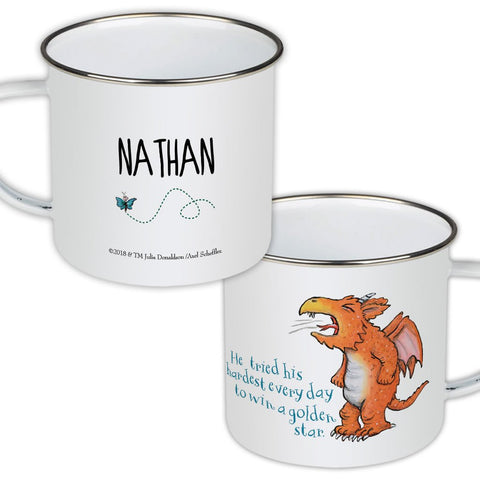 "He tried his hardest everyday" Zog Personalised Enamel Mug 