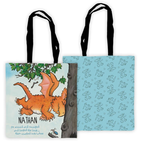 "He soared and swooped" Zog Personalised Edge to Edge Tote Bag 